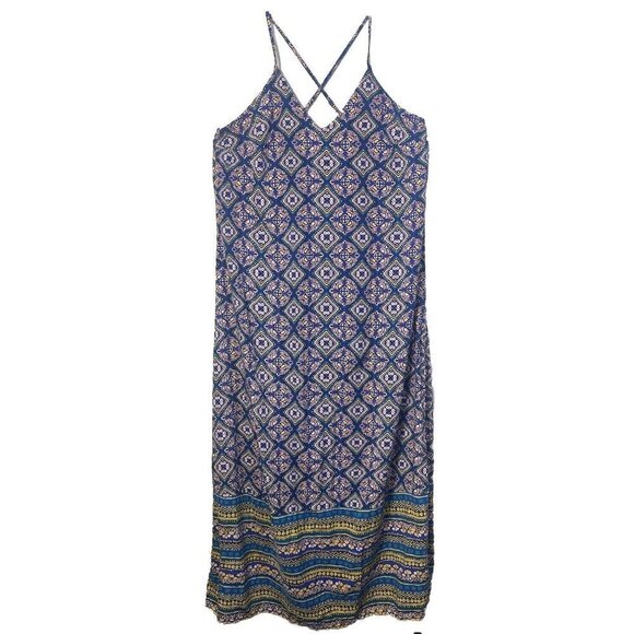 Old Navy Maxi Dress Flowy Long Womens Sz M Y2K 90s Geometric Multicolor Festival - Picture 2 of 9